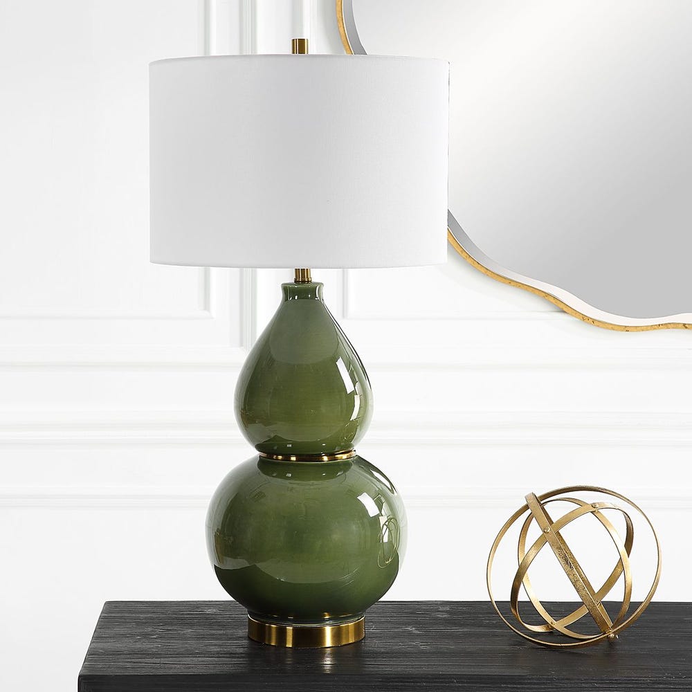 Lampe de table en forme de gourde, verte