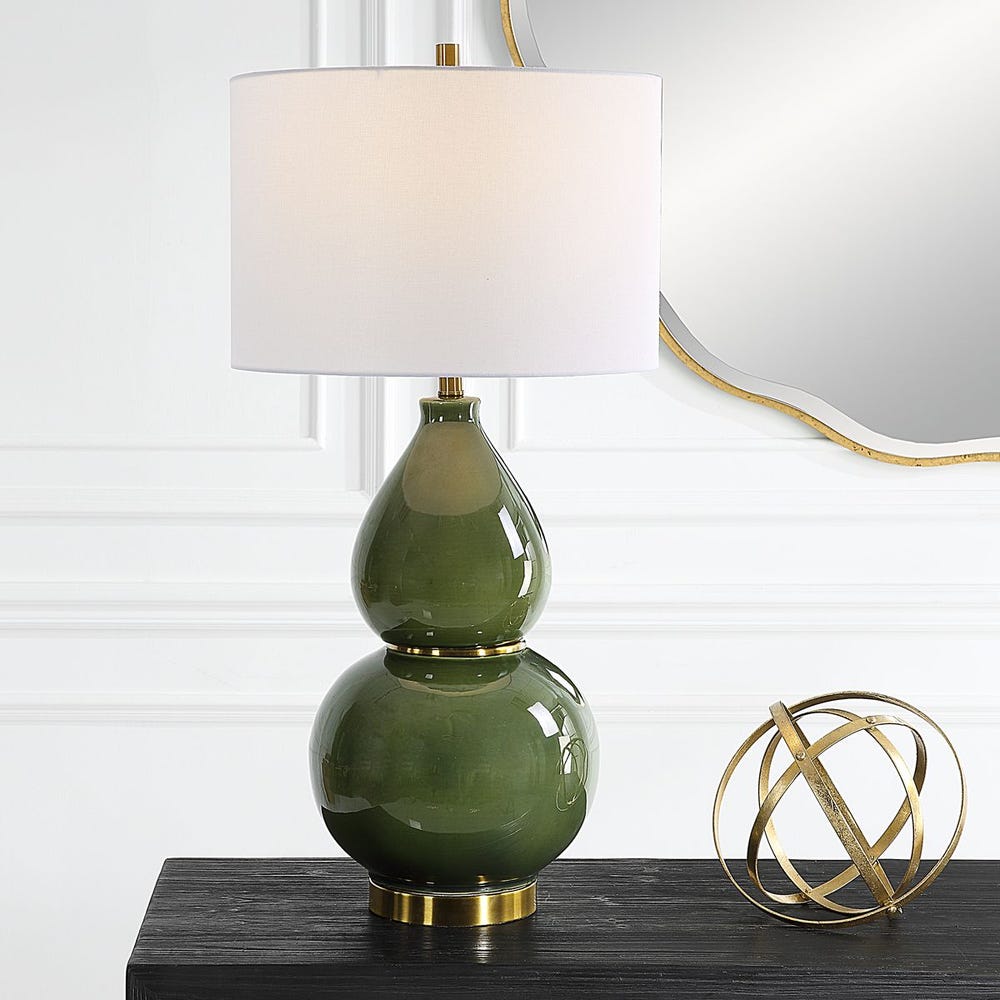 Lampe de table en forme de gourde, verte