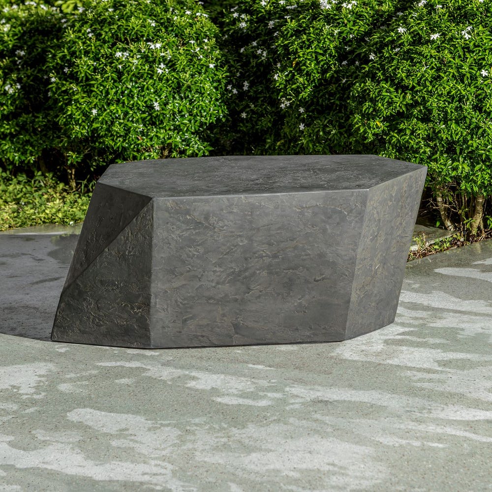 Table basse d'extérieur Parra, ardoise