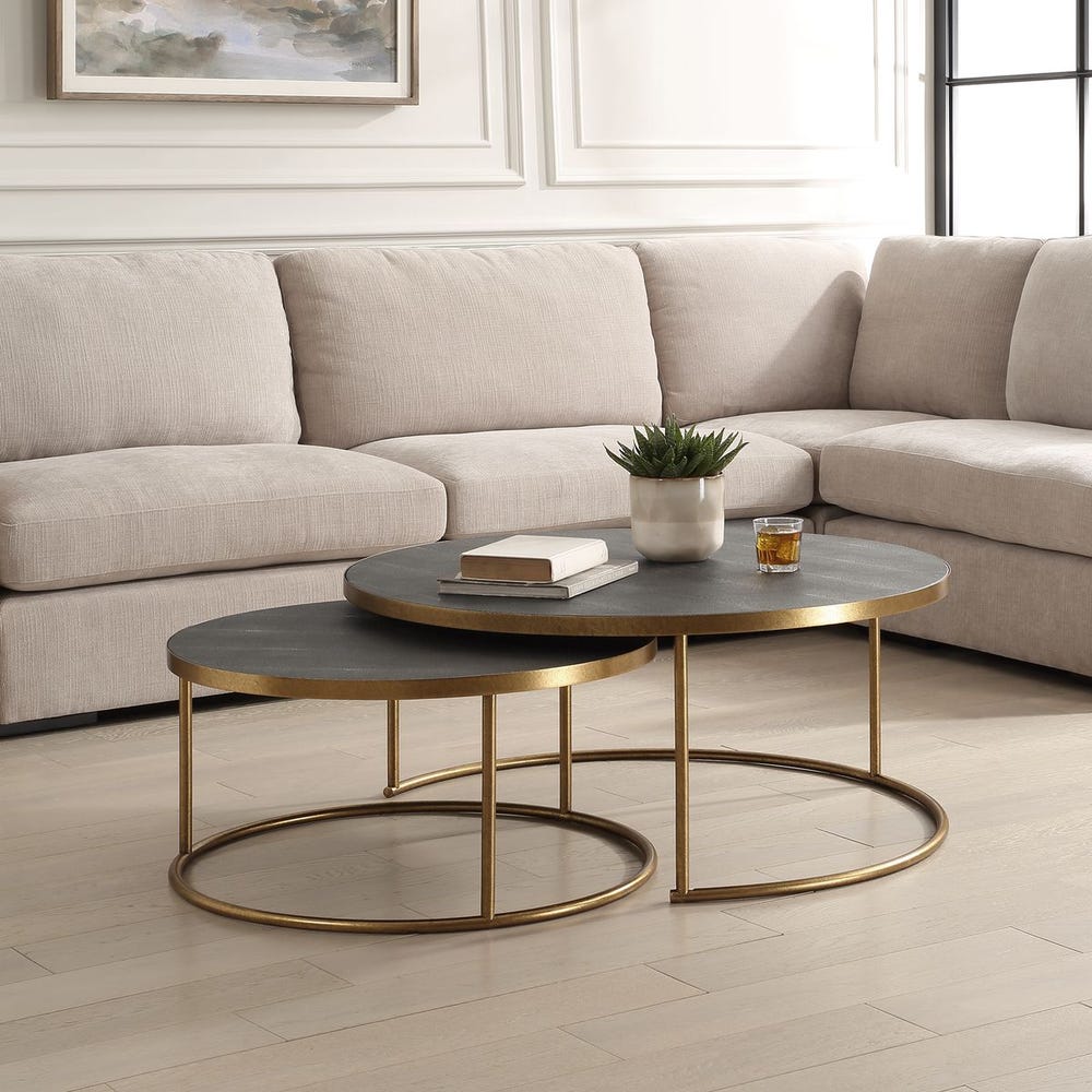 Tables basses gigognes Aragon, lot de 2, grises