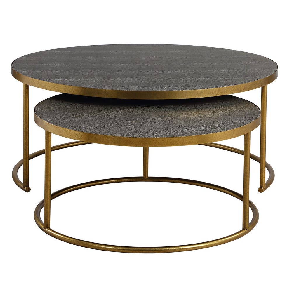 Tables basses gigognes Aragon, lot de 2, grises