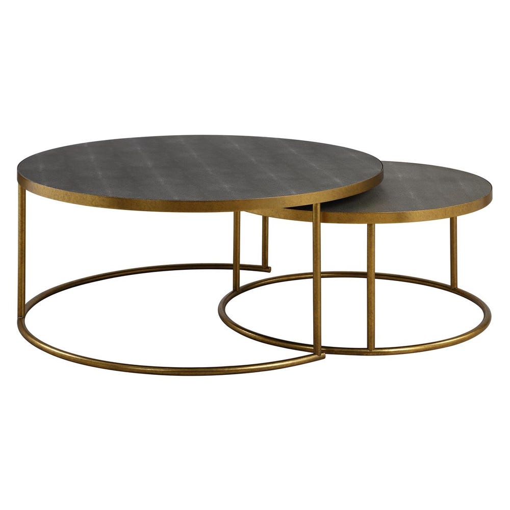 Tables basses gigognes Aragon, lot de 2, grises