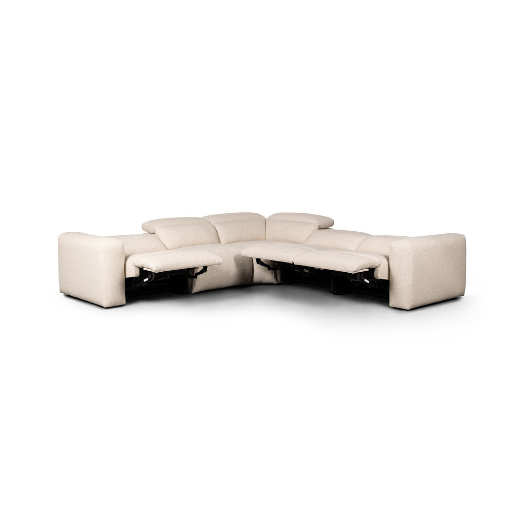 Canapé d'angle 5 pièces Radley avec fauteuil inclinable électrique/tissu