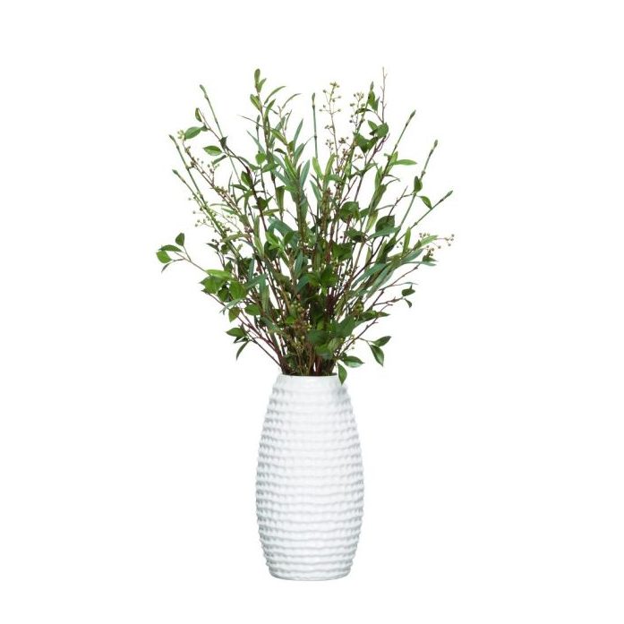 VÉGÉTATION MIXTE DANS UN VASE BLANC