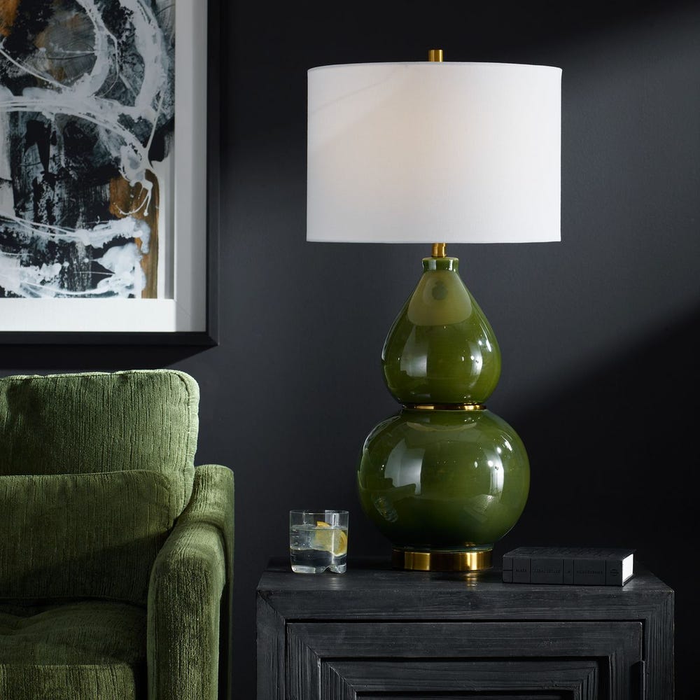 Lampe de table en forme de gourde, verte