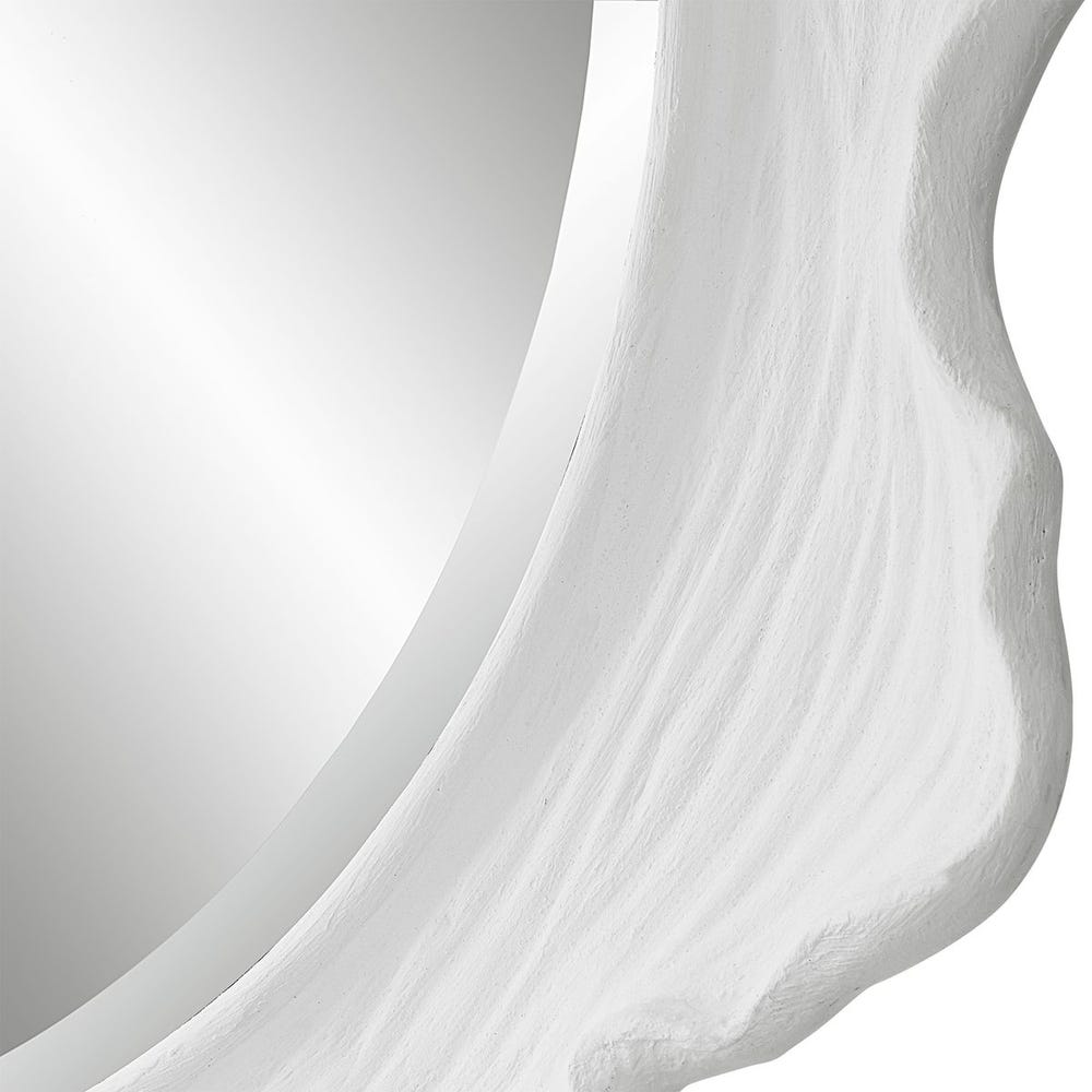 Miroir rond en corail marin, blanc
