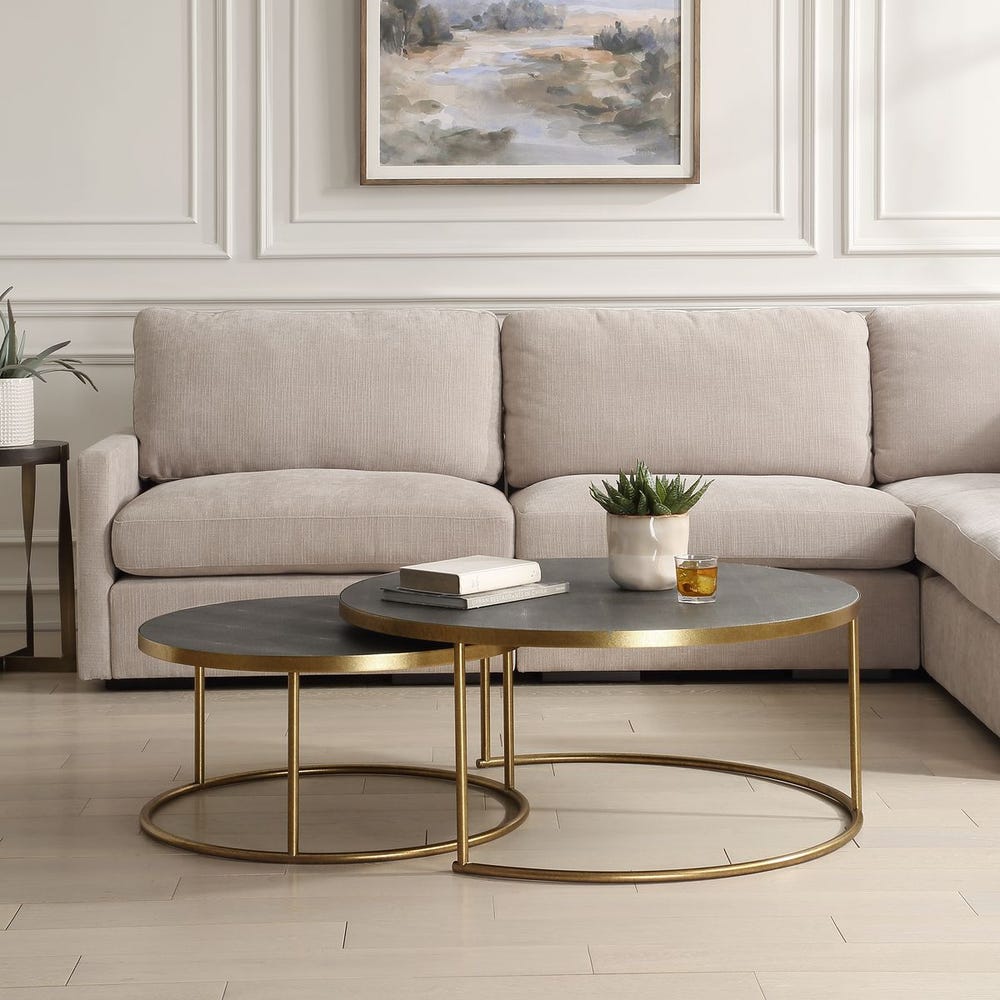 Tables basses gigognes Aragon, lot de 2, grises