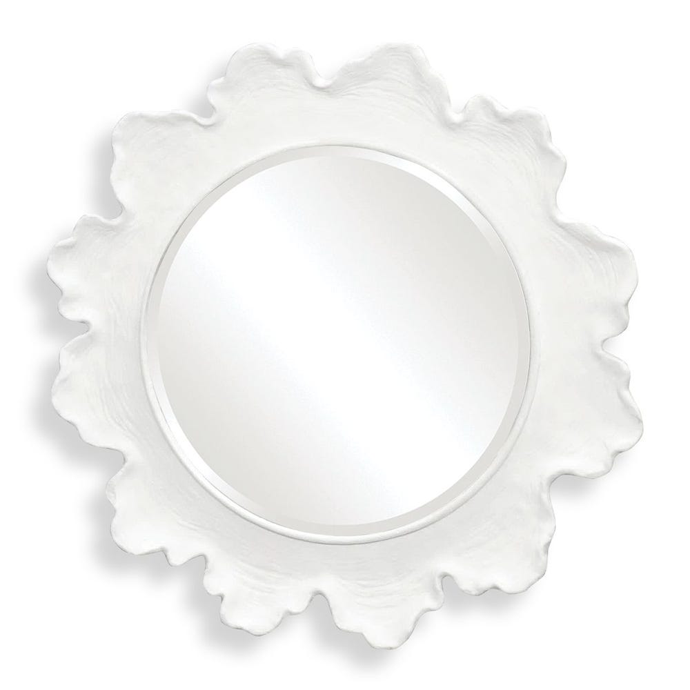 Miroir rond en corail marin, blanc