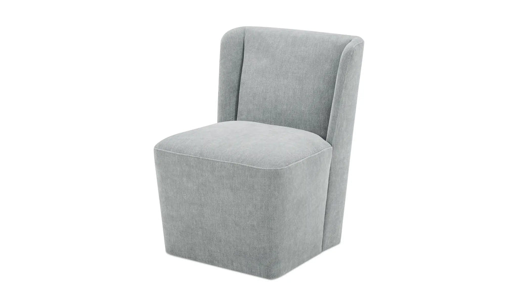 Chaise de salle à manger à roulettes Cormac, tissu performant vert ardoise