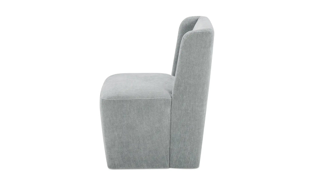 Chaise de salle à manger à roulettes Cormac, tissu performant vert ardoise
