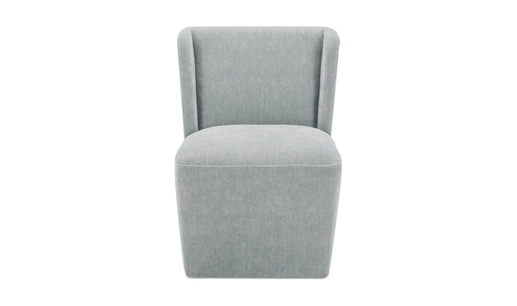 Chaise de salle à manger à roulettes Cormac, tissu performant vert ardoise