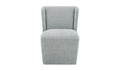 Chaise de salle à manger à roulettes Cormac, tissu performant vert ardoise