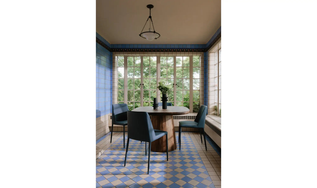 Chaises de salle à manger Nora, cuir végan gris océan - Lot de deux