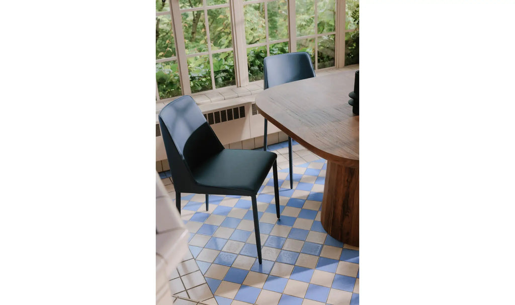 Chaises de salle à manger Nora, cuir végan gris océan - Lot de deux