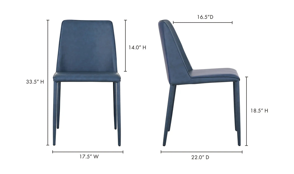 Chaises de salle à manger Nora, cuir végan gris océan - Lot de deux