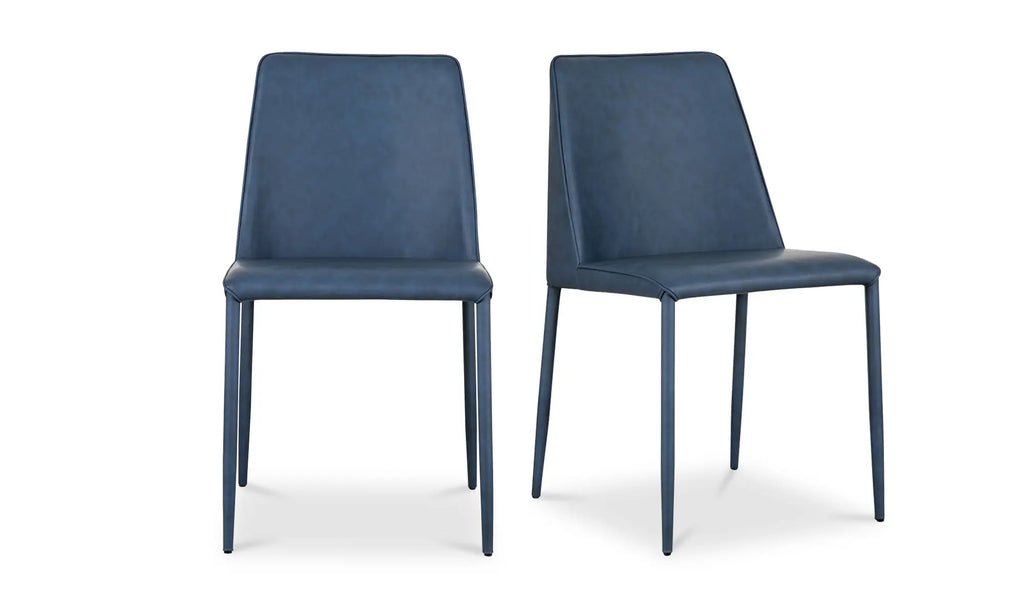 Chaises de salle à manger Nora, cuir végan gris océan - Lot de deux