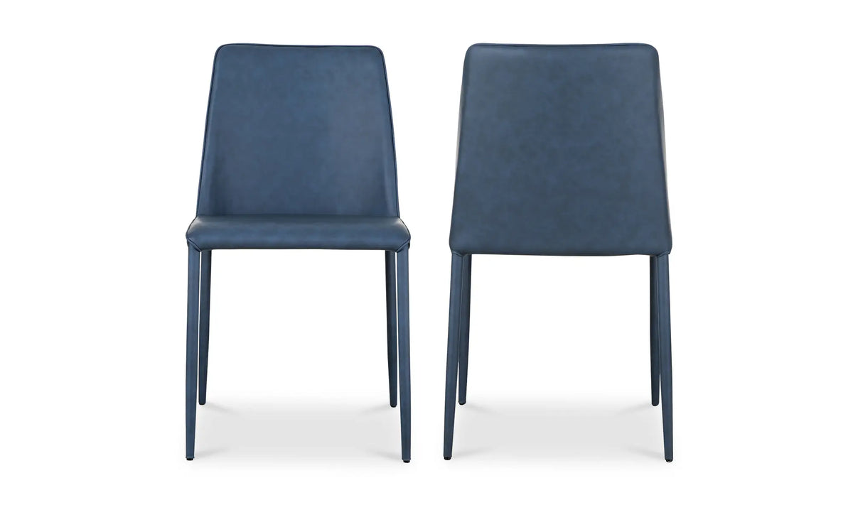 Chaises de salle à manger Nora, cuir végan gris océan - Lot de deux